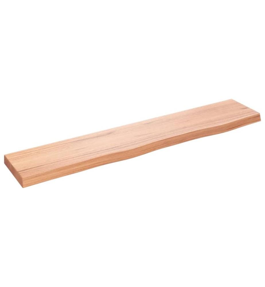 Wandregal Hellbraun 100x20x4 cm Massivholz Eiche Behandelt
