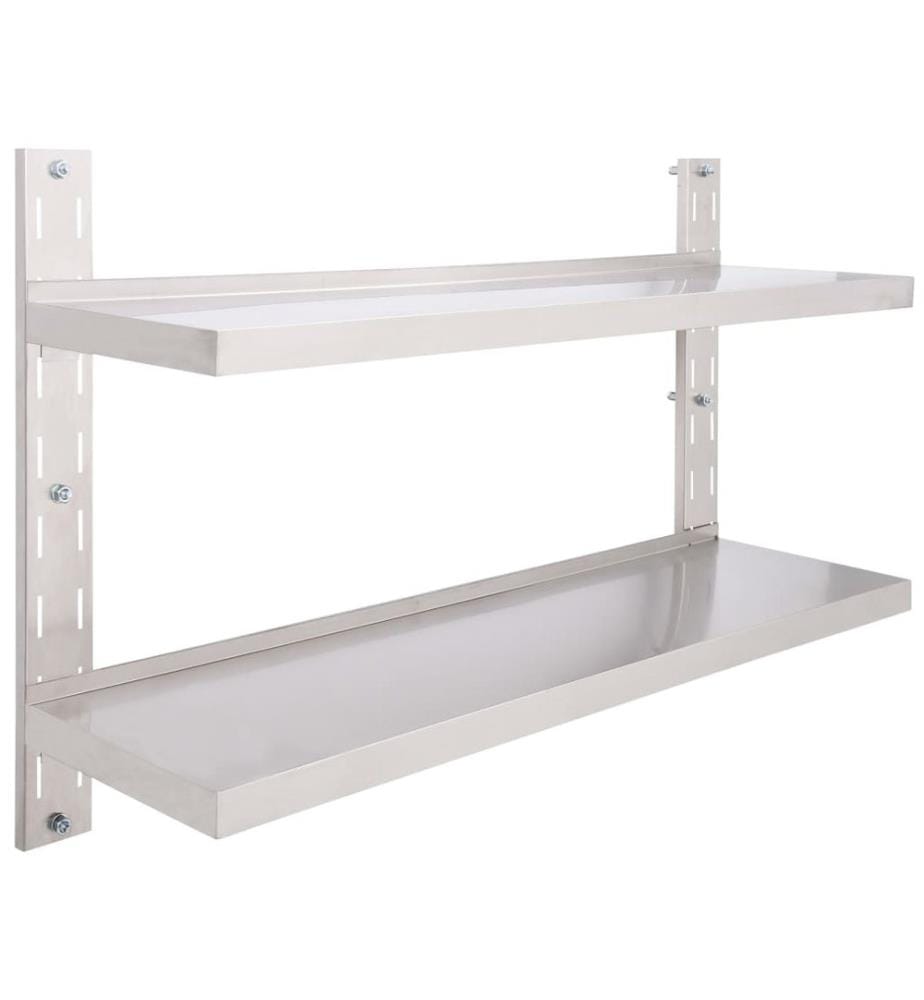 2-stufiges Wandregal Edelstahl 120 x 30 cm