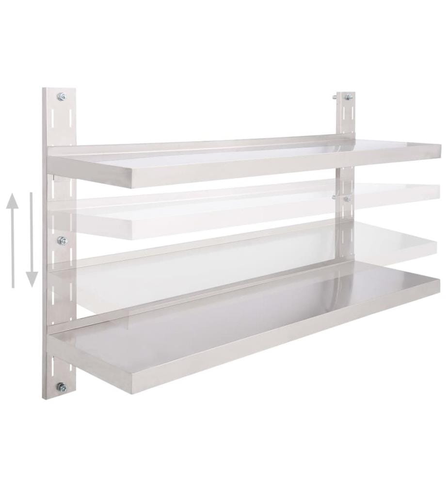 2-stufiges Wandregal Edelstahl 120 x 30 cm