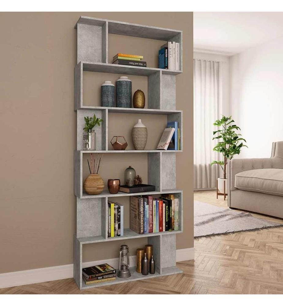 Bibliothèque/Séparateur de pièce Gris béton Bois d'ingénierie