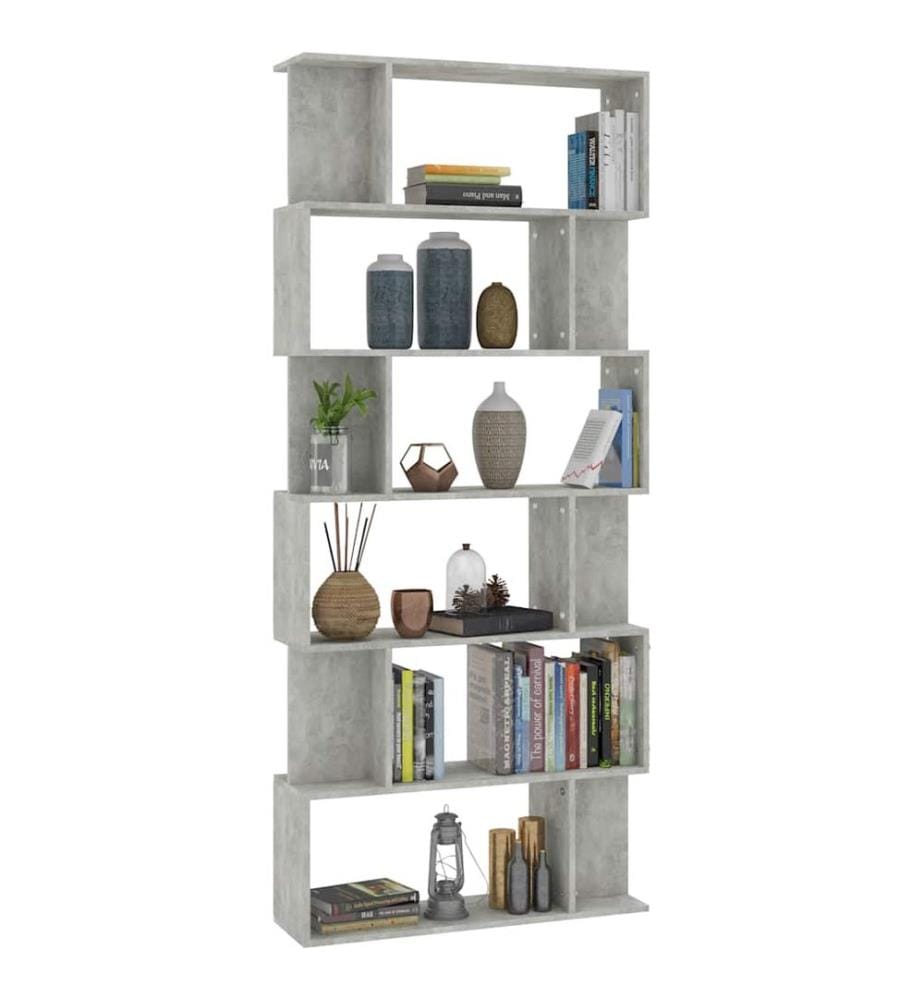 Bibliothèque/Séparateur de pièce Gris béton Bois d'ingénierie