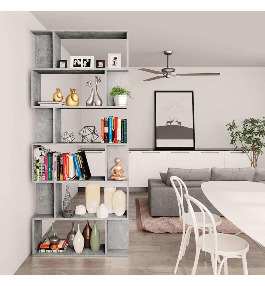Bibliothèque/Séparateur de pièce Gris béton Bois d'ingénierie