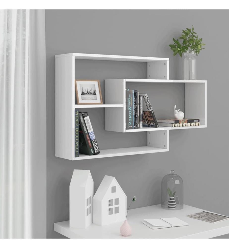 Wandregale Hochglanz-Weiss 104x20x58,5 cm Holzwerkstoff