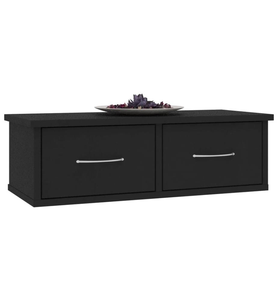 Wand-Schubladenregal Schwarz 60x26x18,5 cm Holzwerkstoff