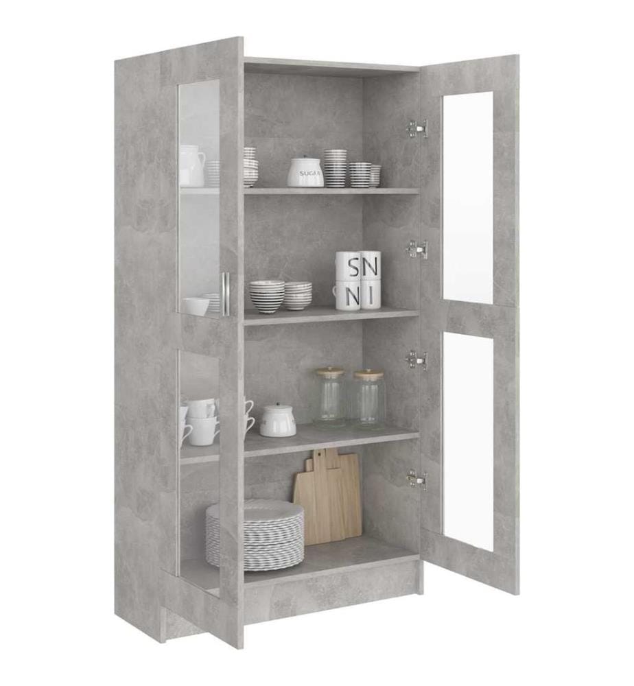 Armoire à vitrine Gris béton 82,5x30,5x150 cm Bois d'ingénierie