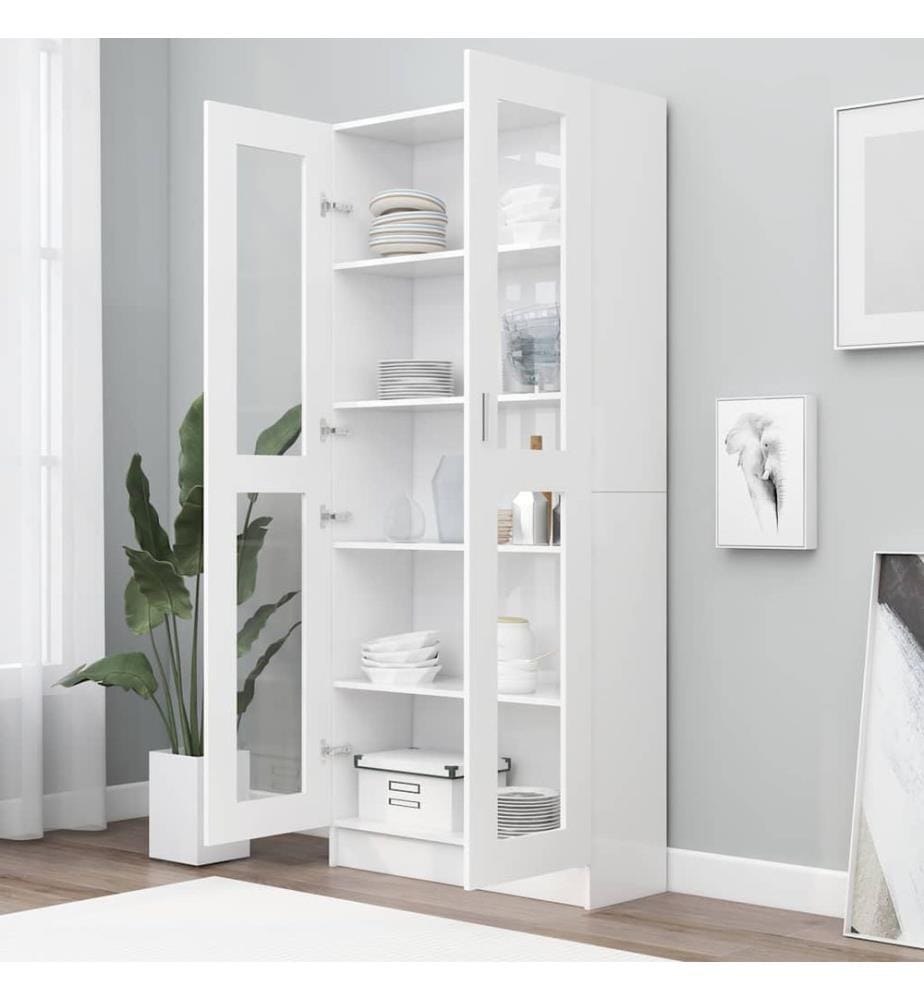 Armoire à vitrine Blanc 82,5x30,5x185 cm Bois d'ingénierie