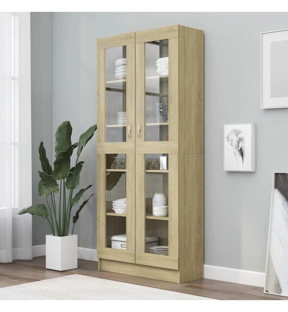 Vitrinenschrank Sonoma-Eiche 82,5x30,5x185 cm Holzwerkstoff