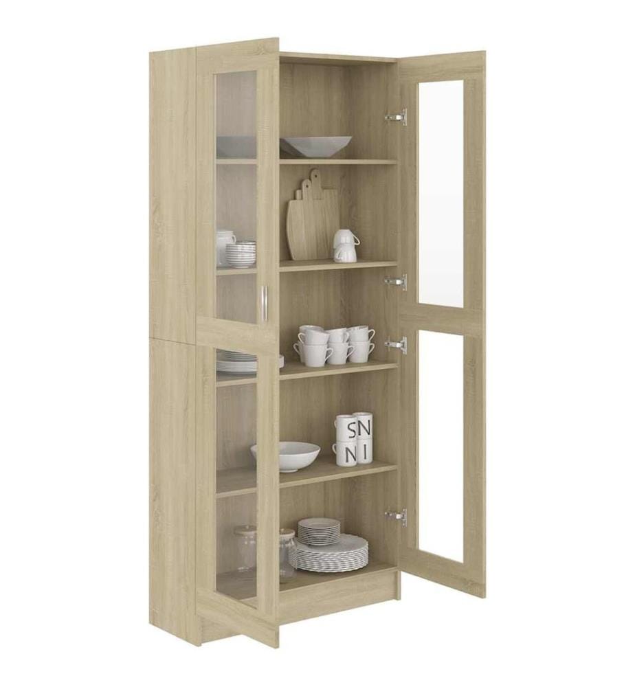 Vitrinenschrank Sonoma-Eiche 82,5x30,5x185 cm Holzwerkstoff