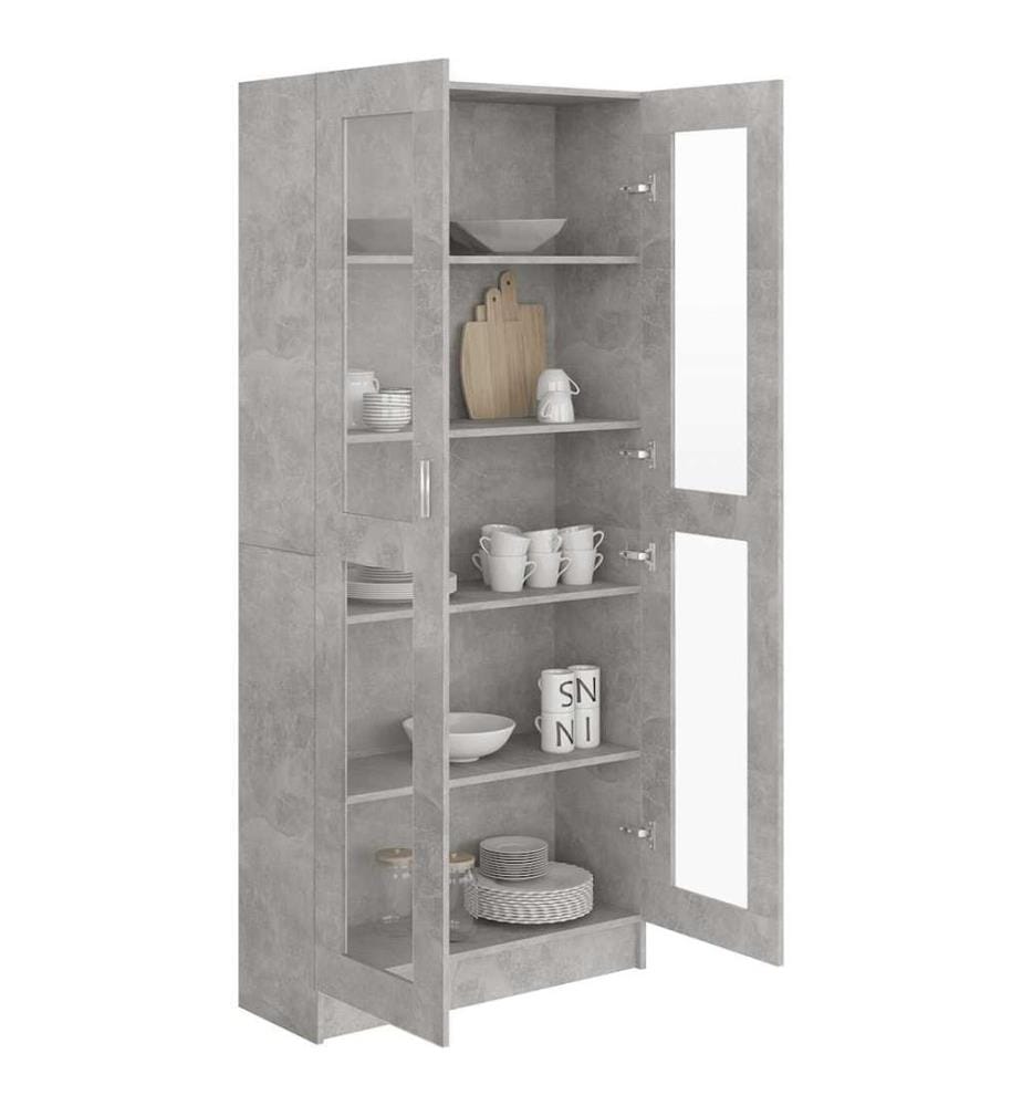 Armoire à vitrine Gris béton 82,5x30,5x185,5 cm Bois ingénierie