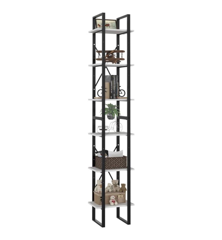 Bibliothèque à 6 niveaux blanc 40x30x210 cm bois ingénierie