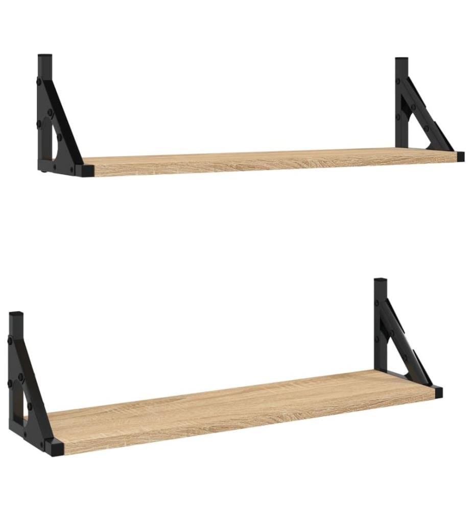 Wandregale 2 Stk. Sonoma-Eiche 60x15x15,5 cm
