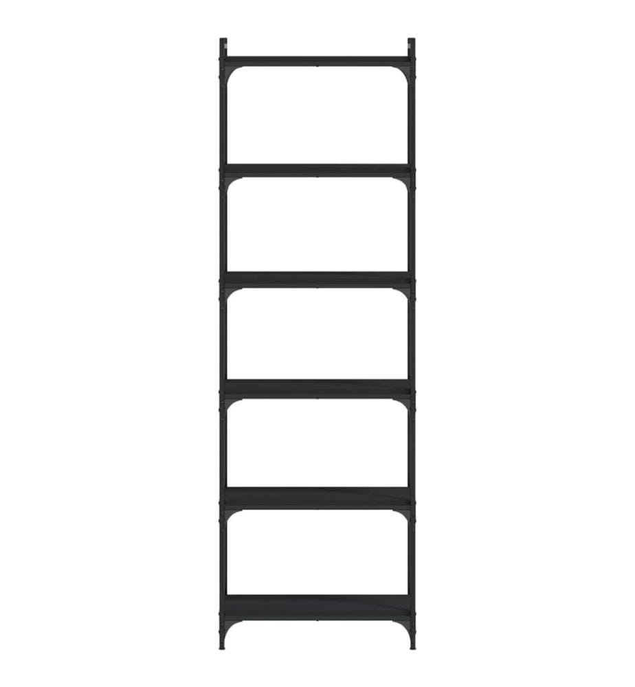 Bibliothèque 6 niveaux noir 60x30x188 cm bois d'ingénierie