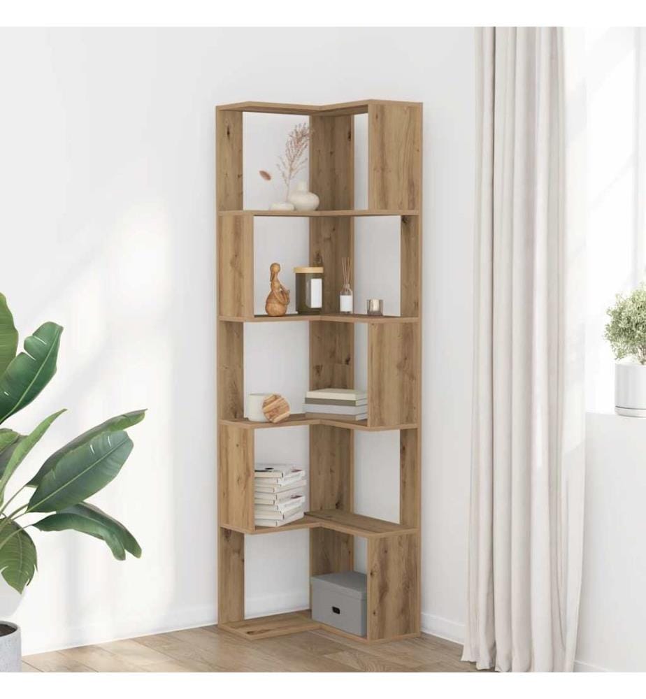 Eck-Bücherregal 5 Böden Artisan-Eiche 50x50x179cm Holzwerkstoff