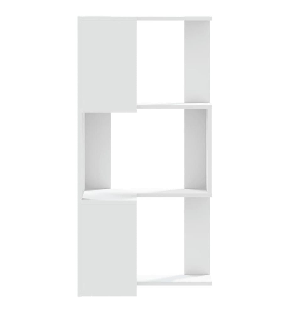 Bibliothèque d'angle à 3 niveaux blanc bois d'ingénierie