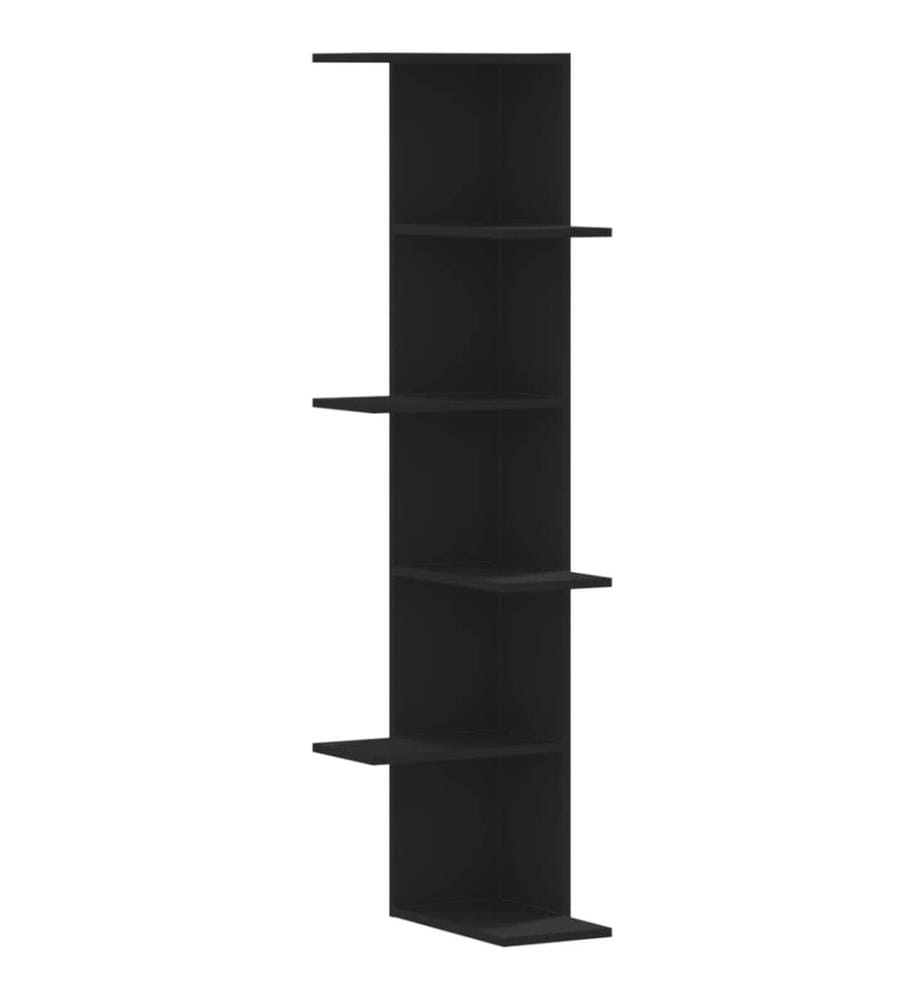 Wand-Eckregal Schwarz 36,5x36,5x140 cm Holzwerkstoff