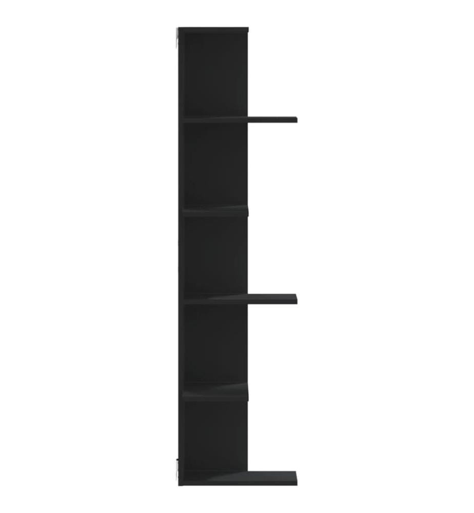 Wand-Eckregal Schwarz 36,5x36,5x140 cm Holzwerkstoff