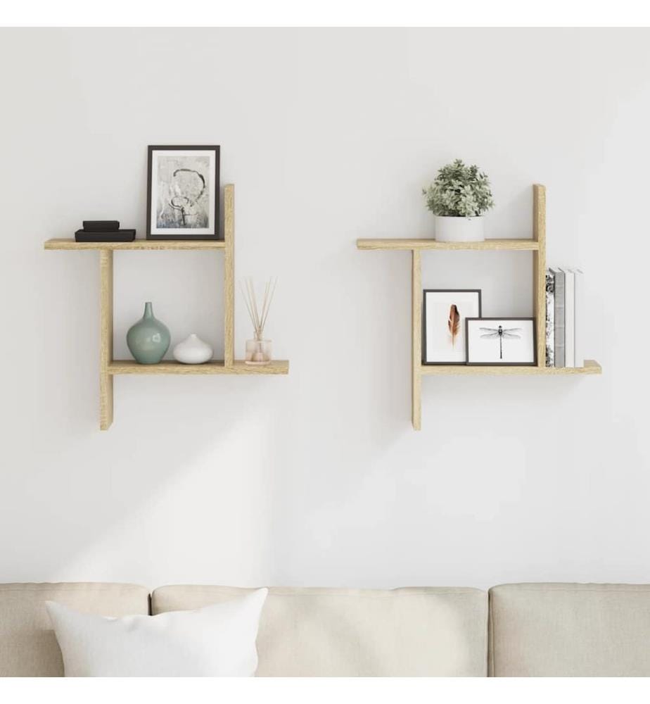 Wandregale 2 Stk. Sonoma-Eiche 50x12x50 cm Holzwerkstoff
