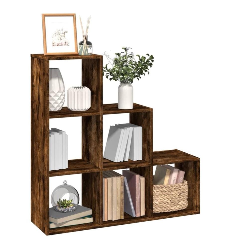 Raumteiler-Bücherregal 3 Etagen Räuchereiche 99x29x99 cm
