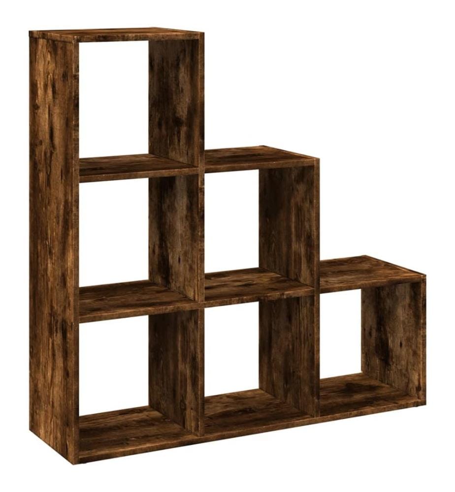 Raumteiler-Bücherregal 3 Etagen Räuchereiche 99x29x99 cm