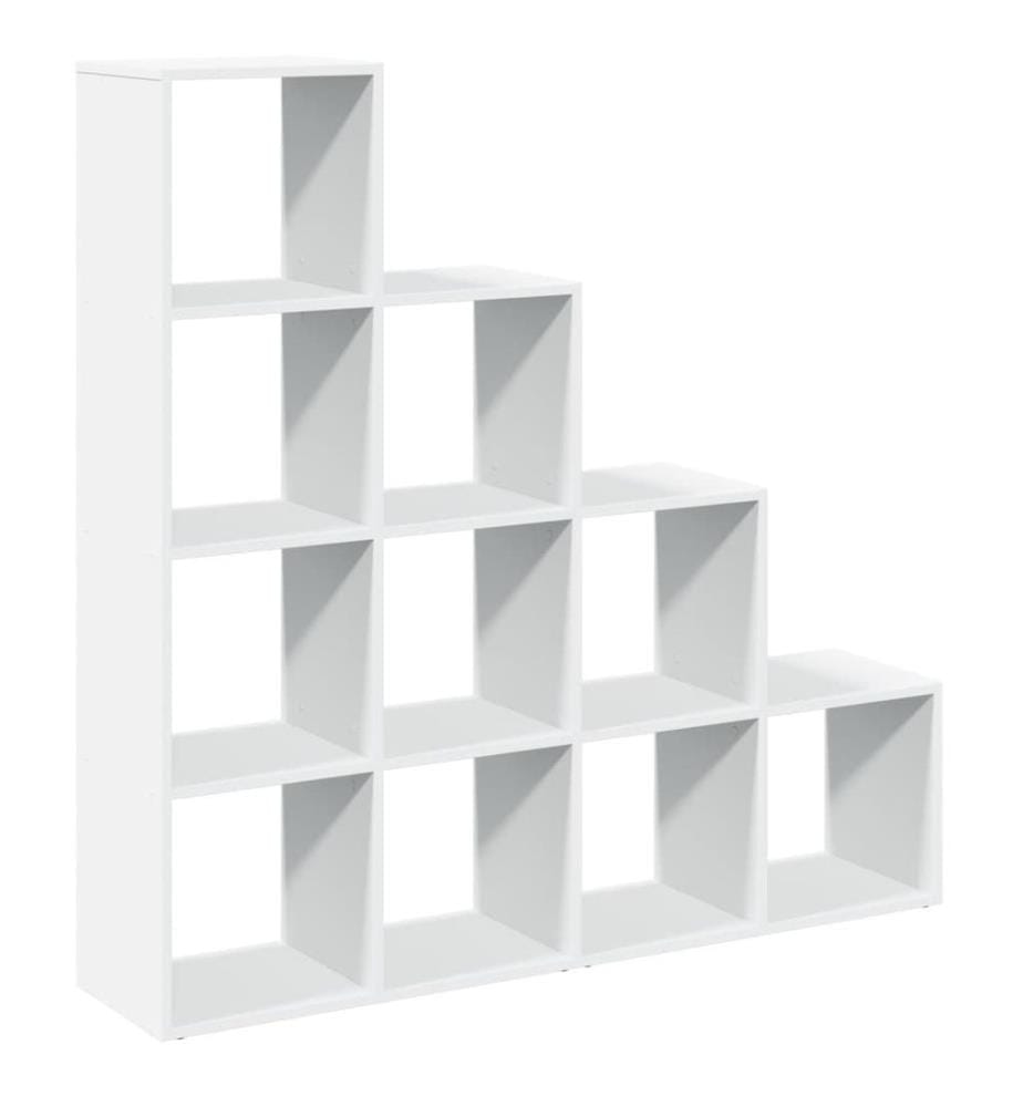 Étagère séparatrice de pièce à 4 niveaux blanc 131,5x29x131,5cm