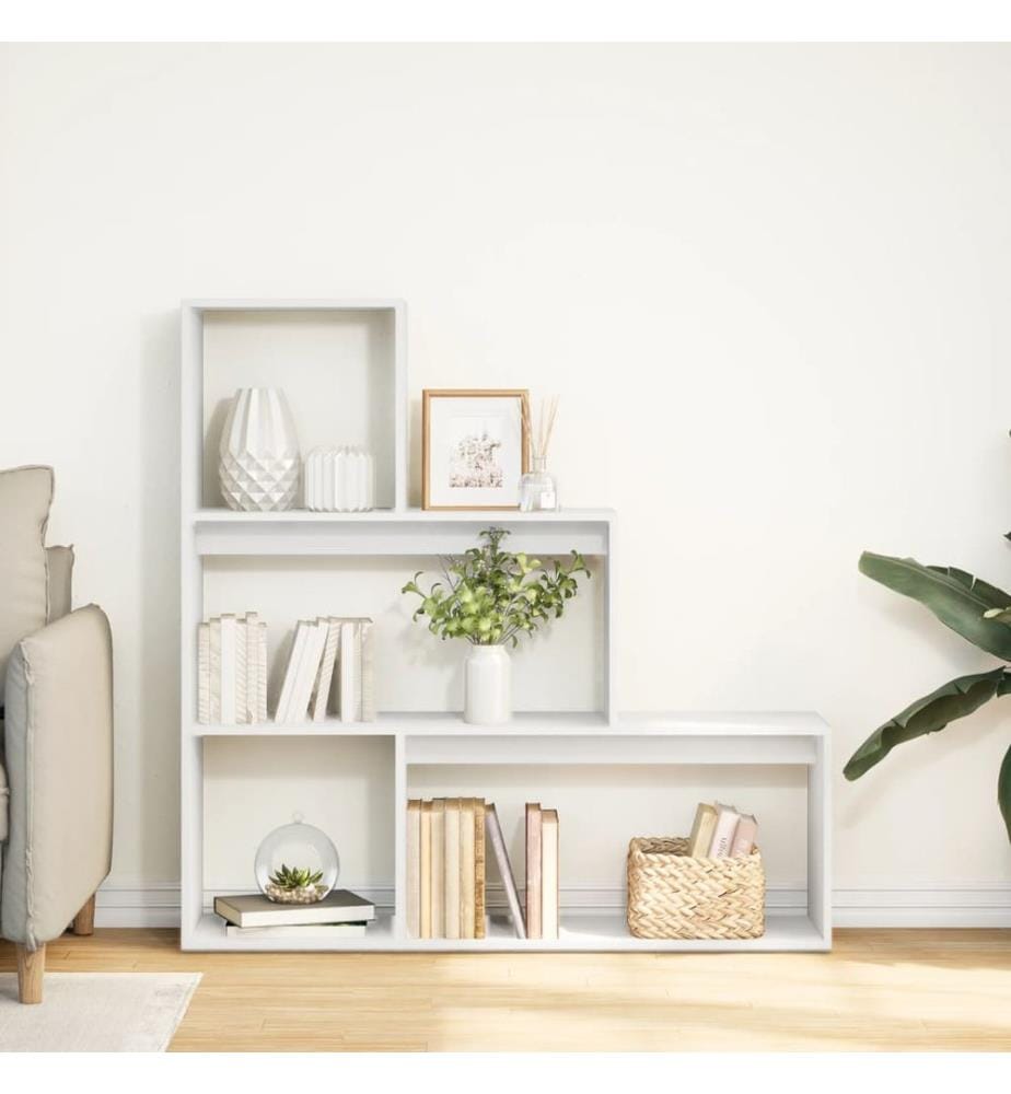 Raumteiler-Bücherregal 3 Stufen Weiss 123x29x123cm Holzwerkstoff