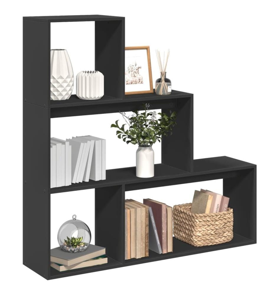 Raumteiler-Bücherregal 3 Stufen Schwarz 123x29x123 cm