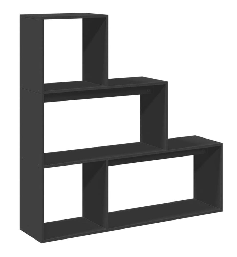 Raumteiler-Bücherregal 3 Stufen Schwarz 123x29x123 cm