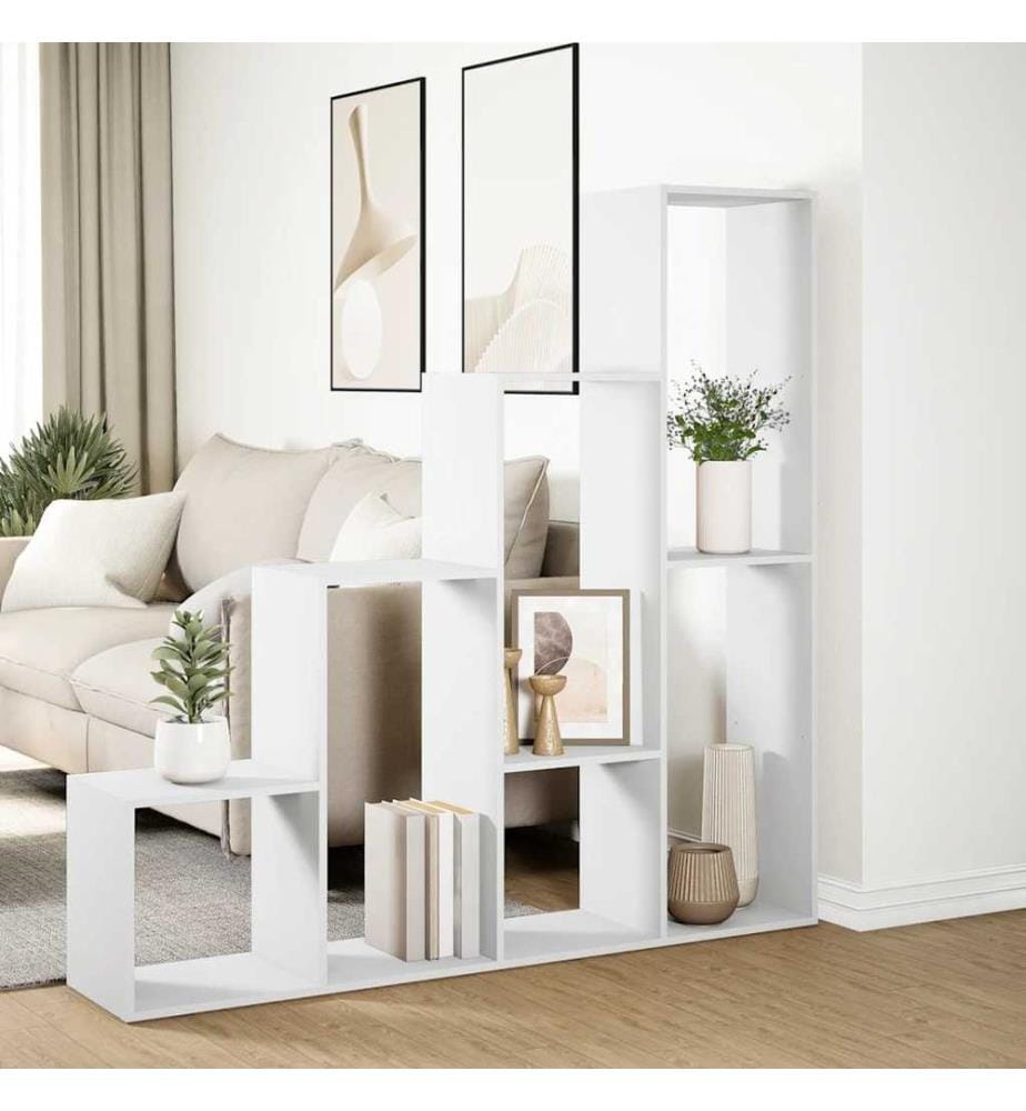 Étagère séparatrice de pièce à 4 niveaux blanc 143,5x29x143,5cm