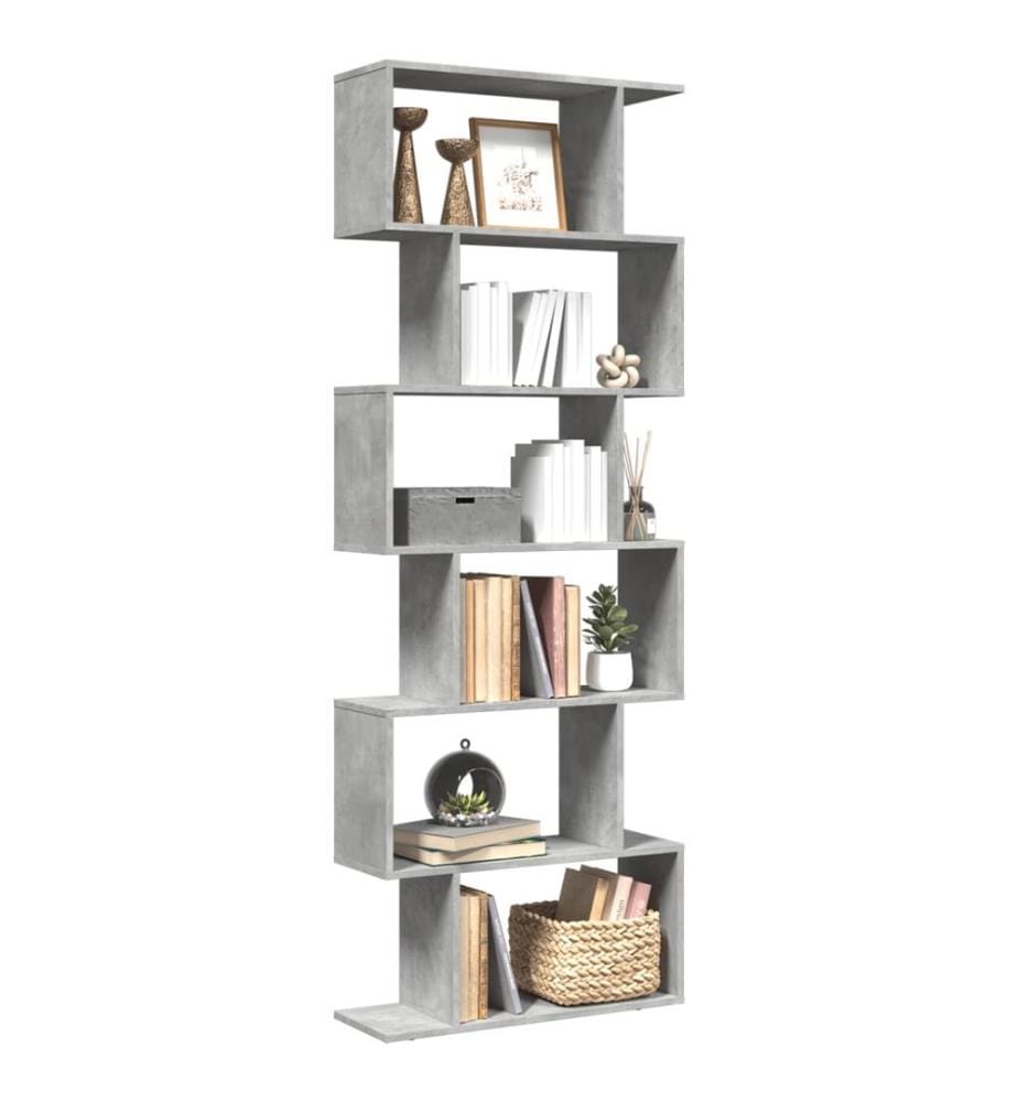 Raumteiler-Bücherregal 6 Etagen Betongrau 70x24x193 cm