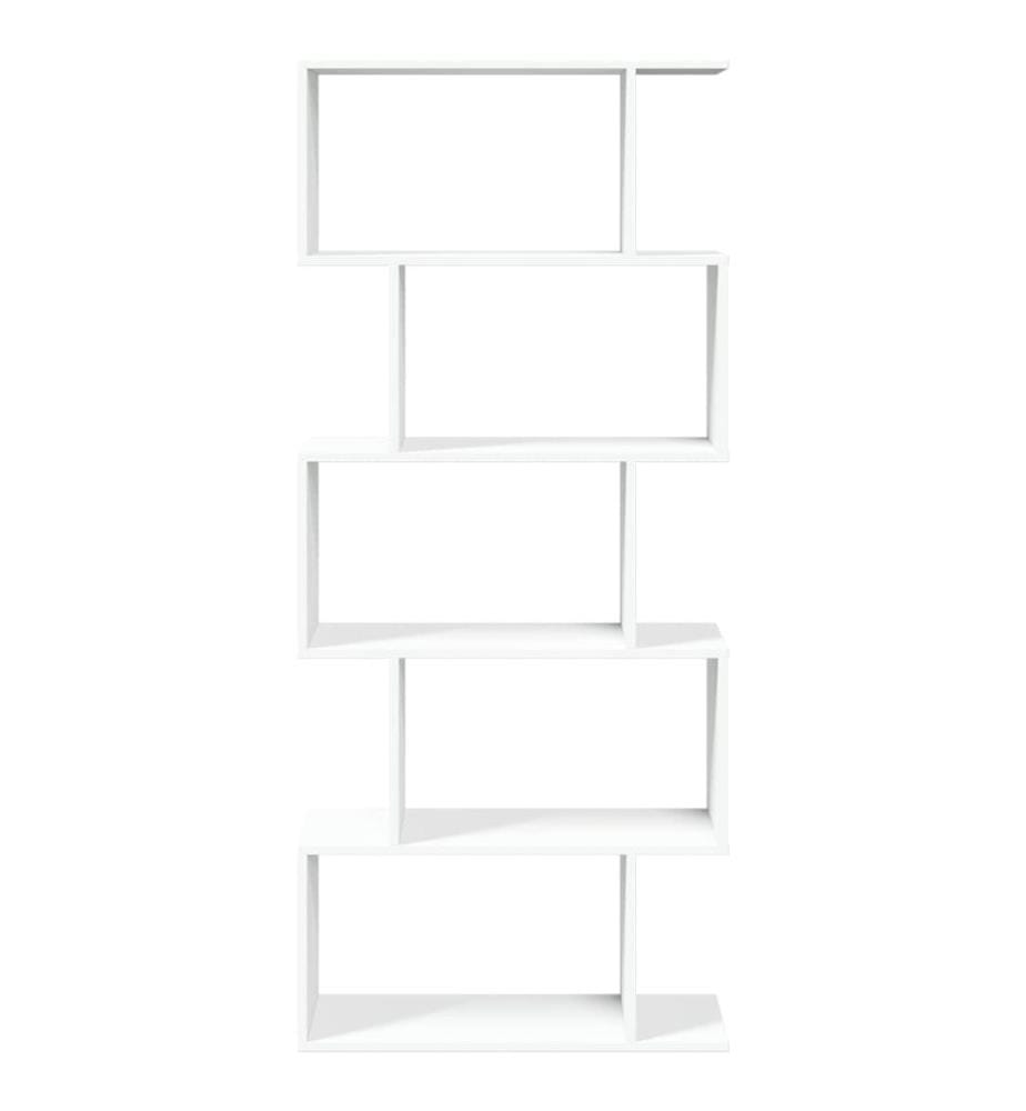 Bibliothèque séparateur de pièce à 5 niveaux Blanc 70 x 24 x 161 cm Bois d'ingénierie