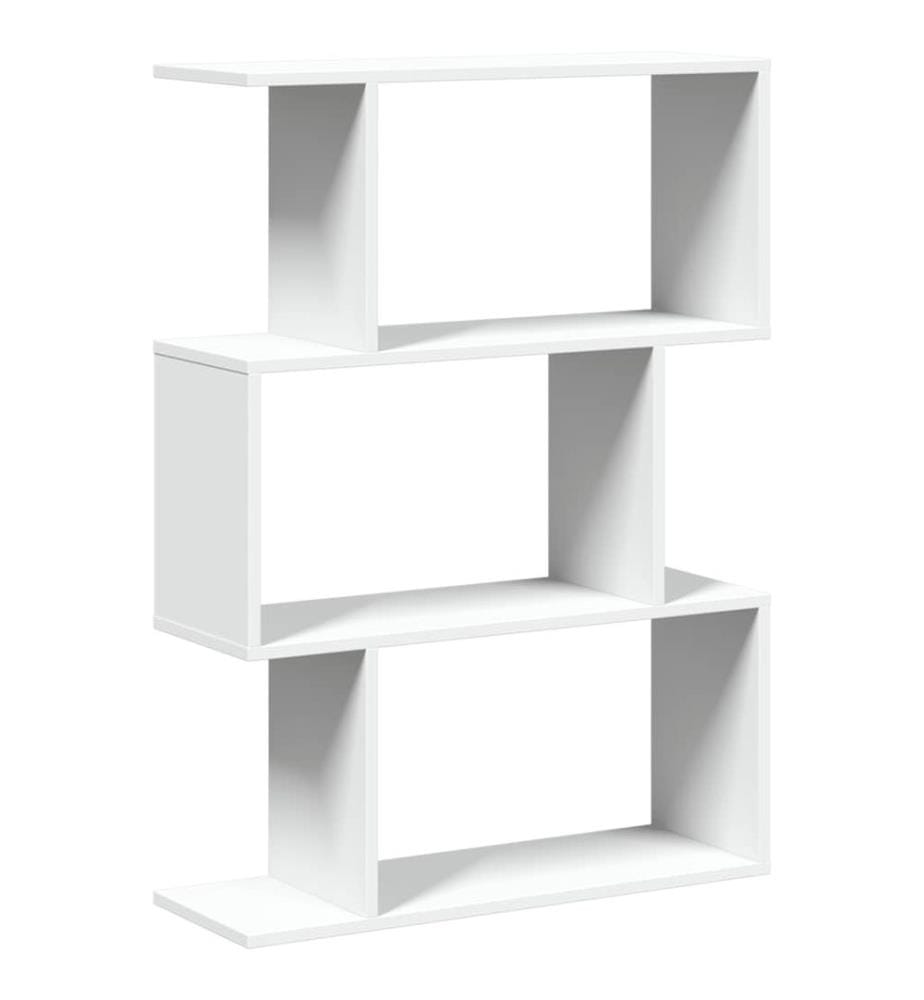 Bibliothèque séparateur de pièce à 3 niveaux Blanc 70 x 24 x 97 cm Bois d'ingénierie