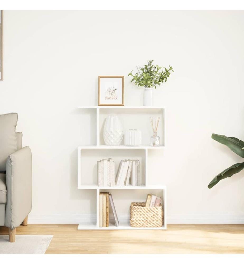 Bibliothèque séparateur de pièce à 3 niveaux Blanc 70 x 24 x 97 cm Bois d'ingénierie