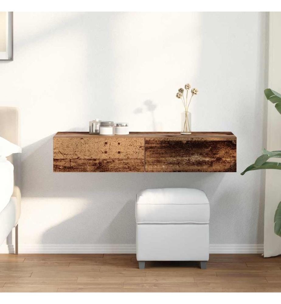 Wandregal mit Schubladen Altholz-Optik 100x36x19 cm