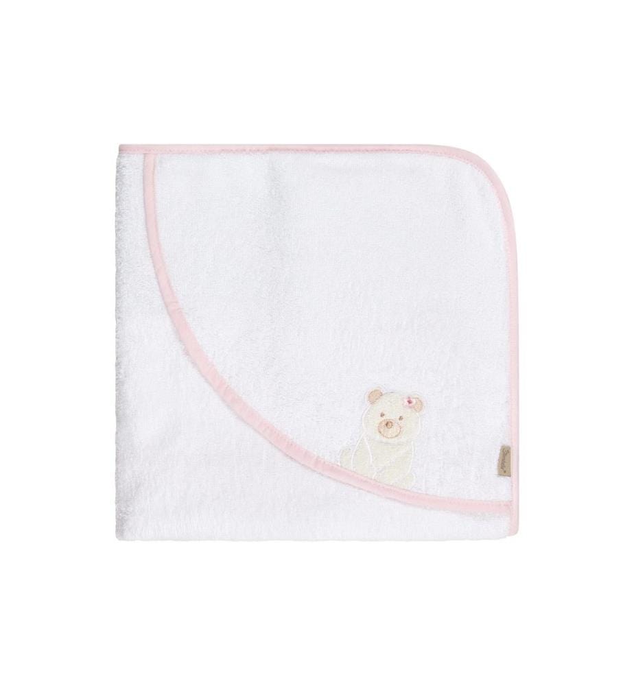 STERNTALER - Serviette de bain à capuche Ours Betty 80 x 80 cm, blanc/rose