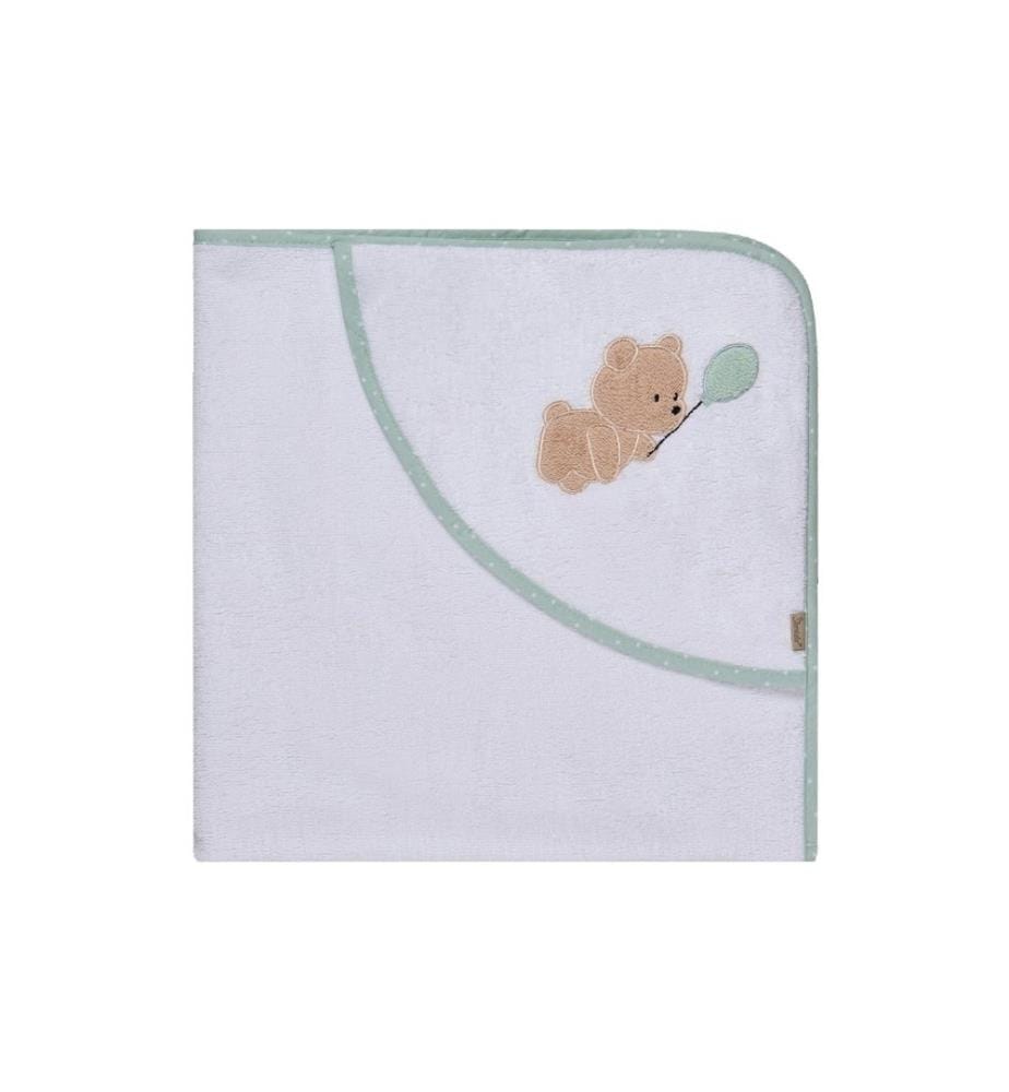 STERNTALER - Serviette de bain à capuche Ours Bo 80 x 80, blanc/vert