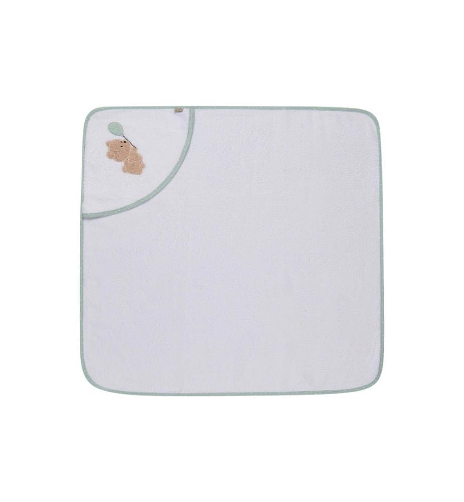 STERNTALER - Serviette de bain à capuche Ours Bo 80 x 80, blanc/vert