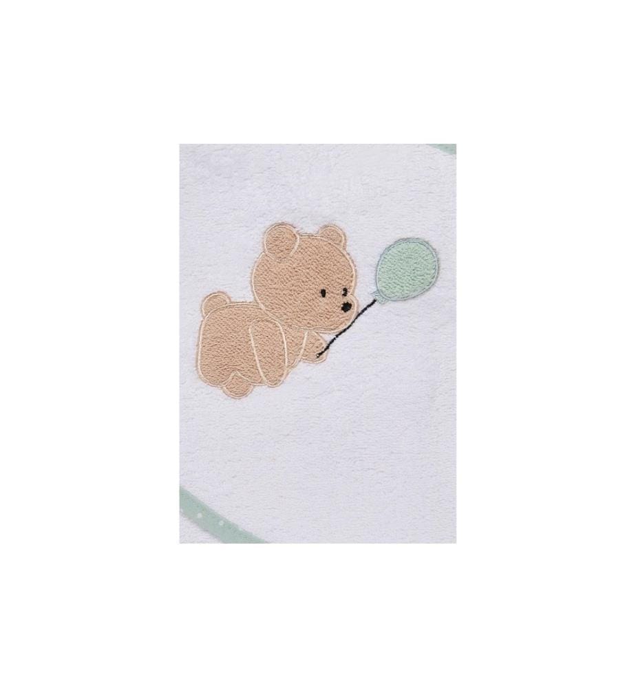 STERNTALER - Serviette de bain à capuche Ours Bo 80 x 80, blanc/vert
