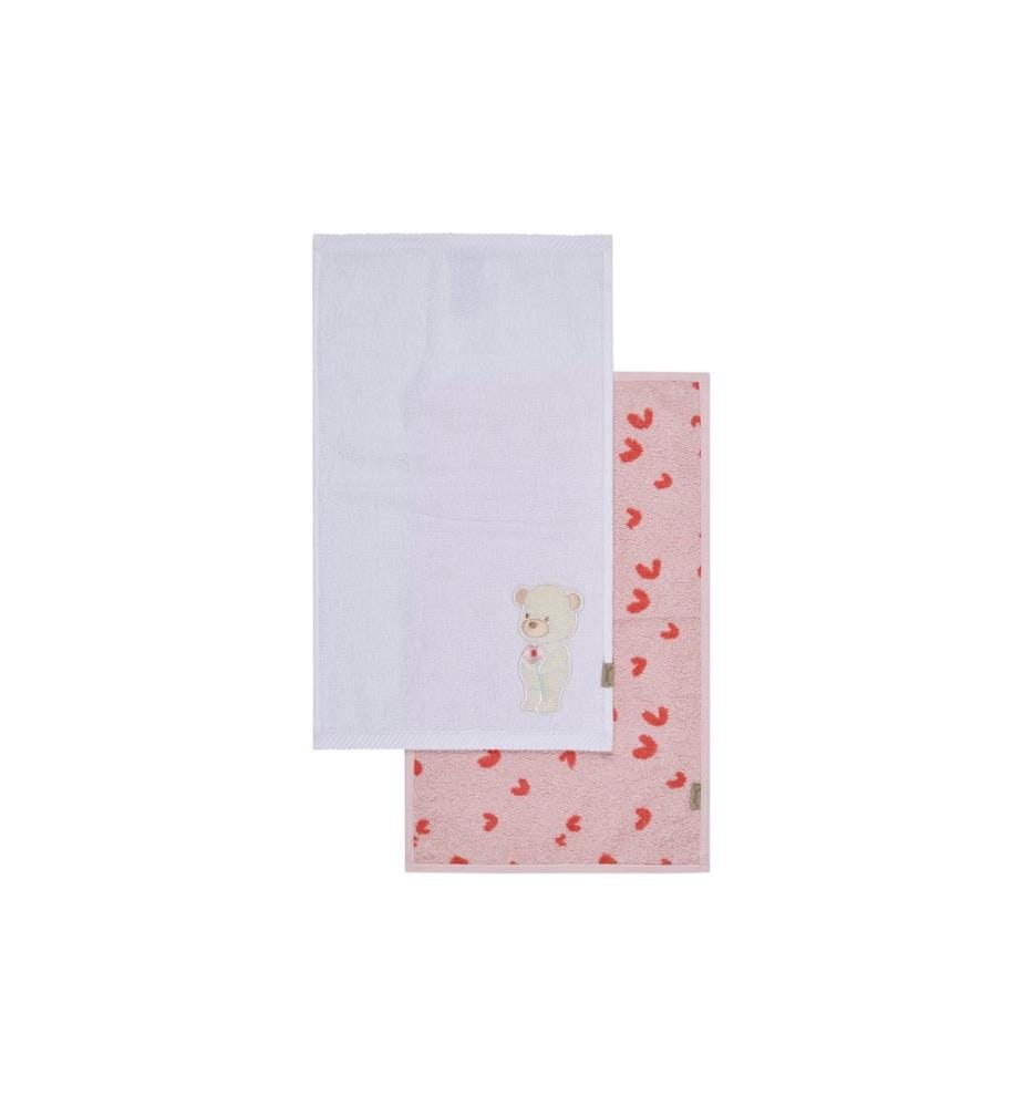 STERNTALER - Serviette pour enfants Ours Betty 2 pièces, rose/blanc