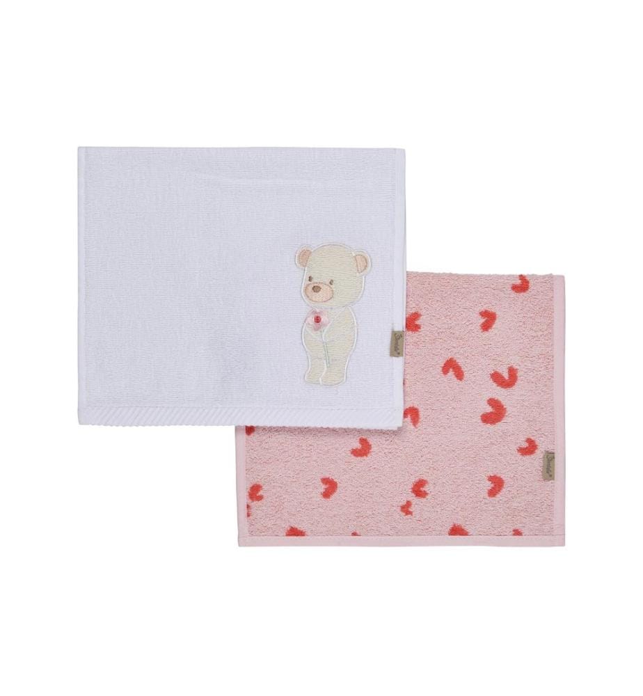 STERNTALER - Serviette pour enfants Ours Betty 2 pièces, rose/blanc