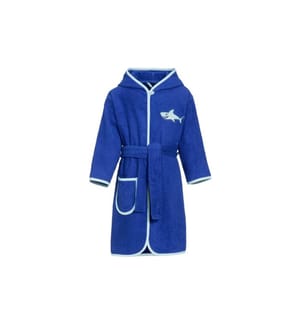 PLAYSHOES - Frottee-Bademantel Hai Blau Gr. 98/104
