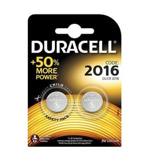 10 x Piles Bouton Lithium DL2016 Duracell - Blister 2 pièces