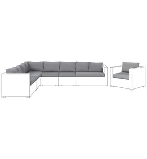 Outdoor Kissenbezug Set XXL Grau