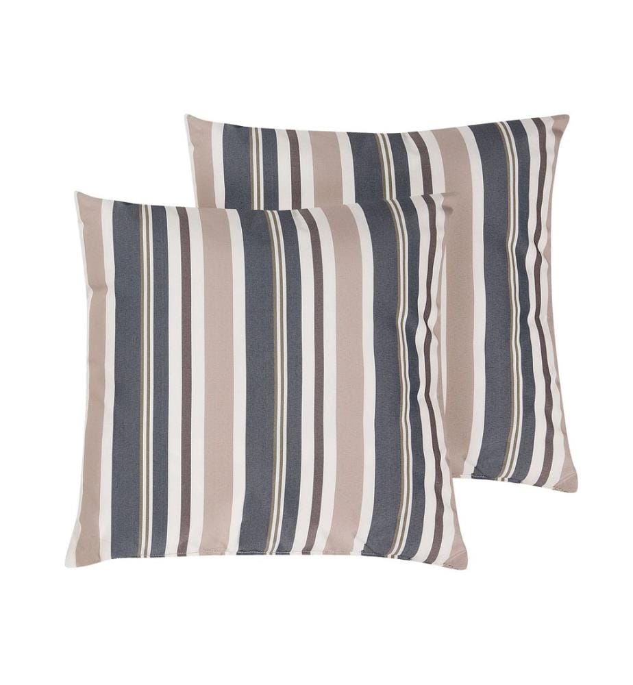 Gartenkissen 2er Set KASTOS Streifenmuster 40 x 40 cm Taupe