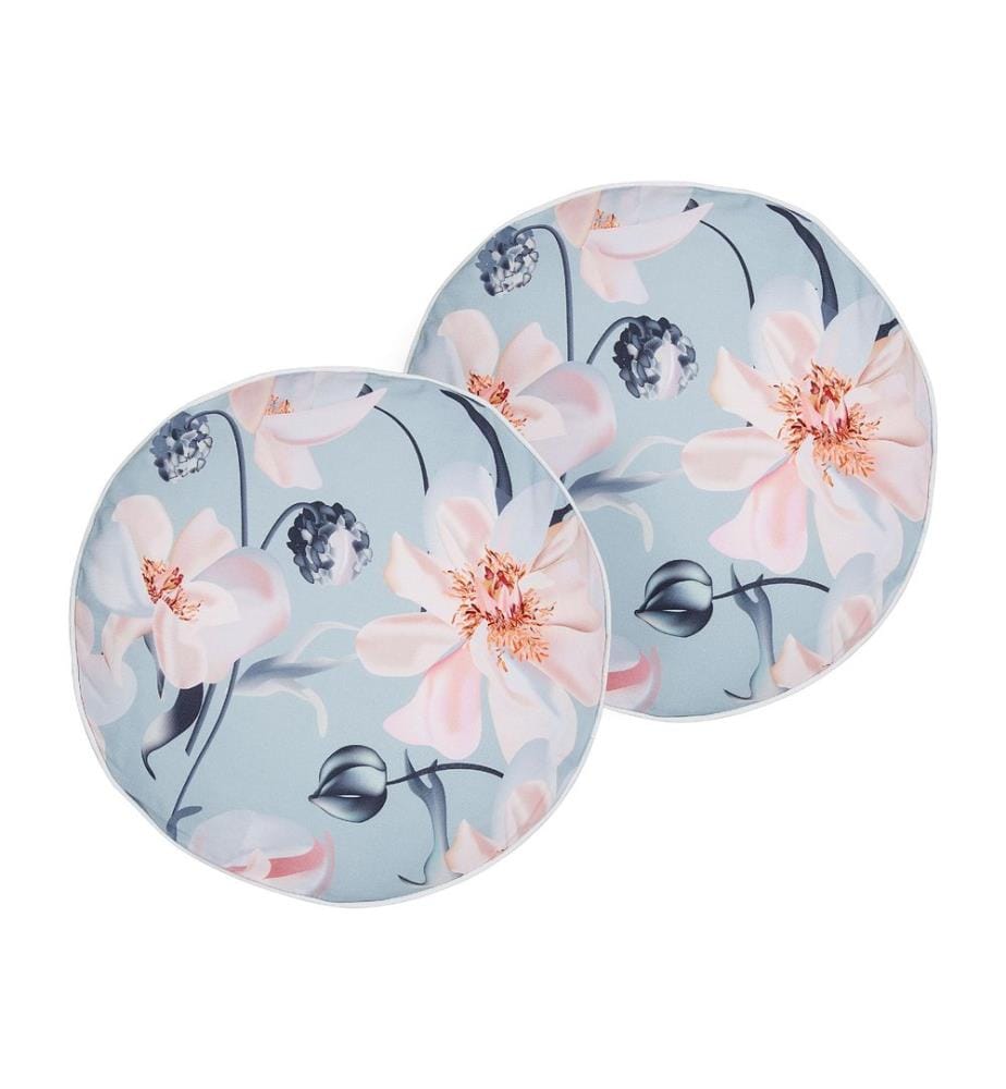 Gartenkissen 2er Set APRICALE Blumenmuster 40 x 40 cm Blau