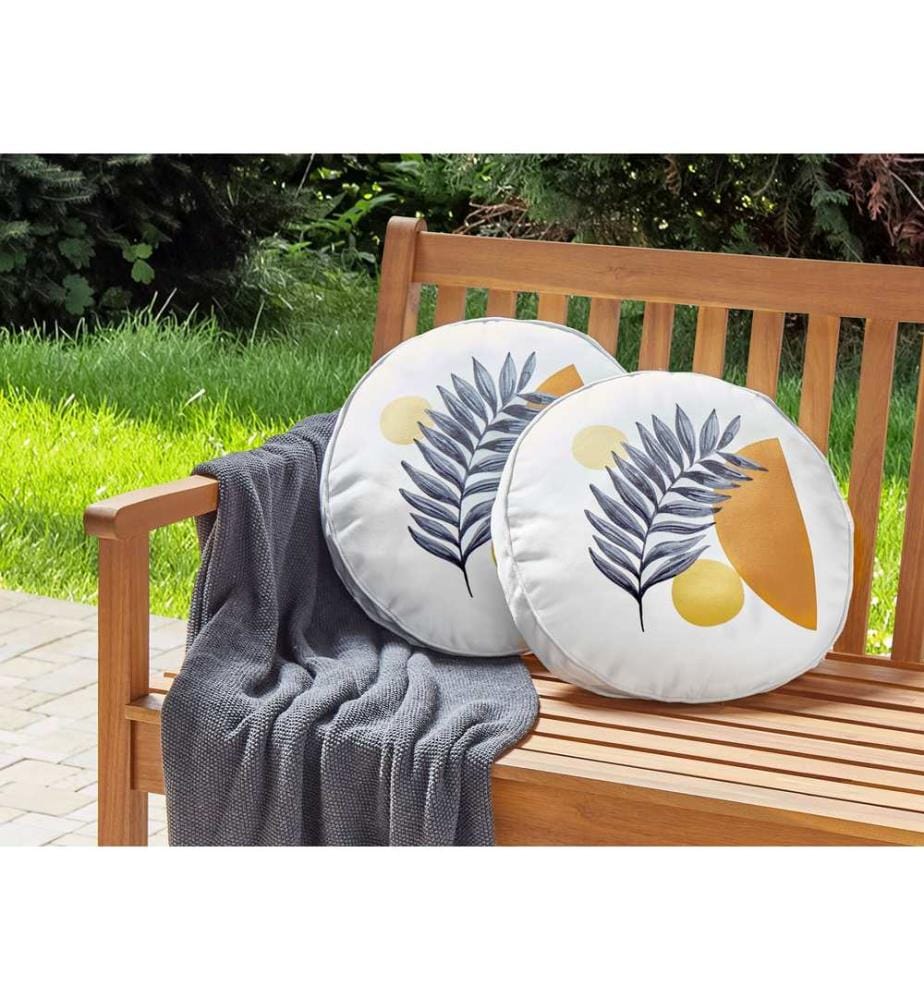 Lot de 2 coussins d'extérieur VIOZENE Motif de plante 40 x 40 cm Blanc