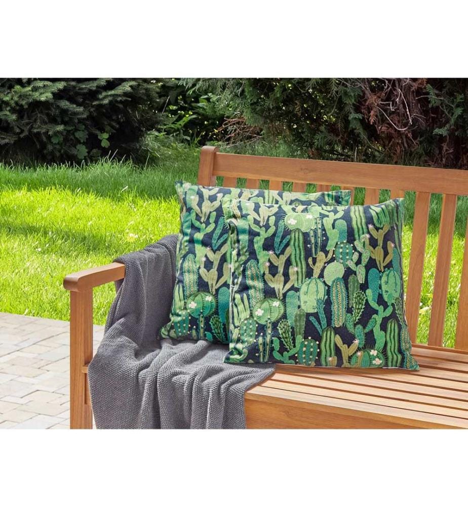 Lot de 2 coussins d'extérieur BUSSANA Motif de plante 45 x 45 cm Vert