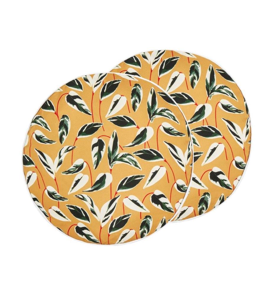 Gartenkissen 2er Set TAGGIA Pflanzenmuster 40 x 40 cm Gelb