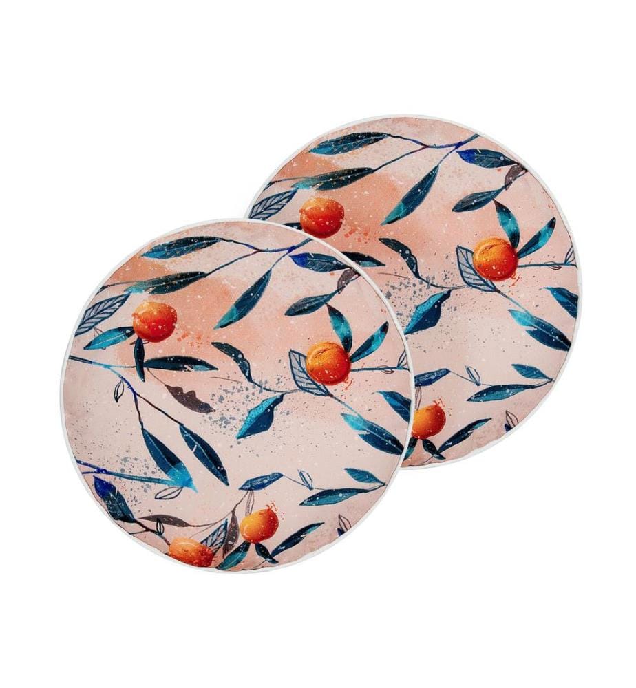 Lot de 2 coussins d'extérieur PIALPETTA Motif de plante 40 x 40 cm Orange