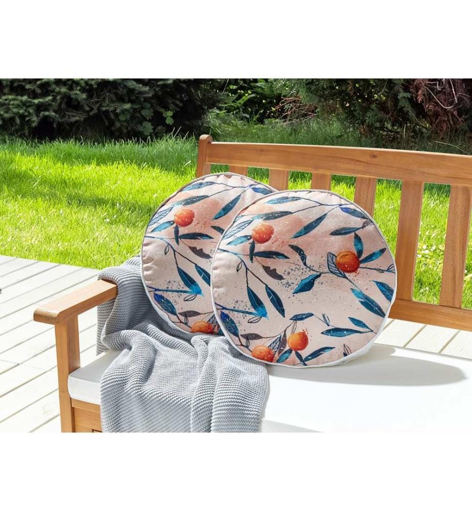 Lot de 2 coussins d'extérieur PIALPETTA Motif de plante 40 x 40 cm Orange