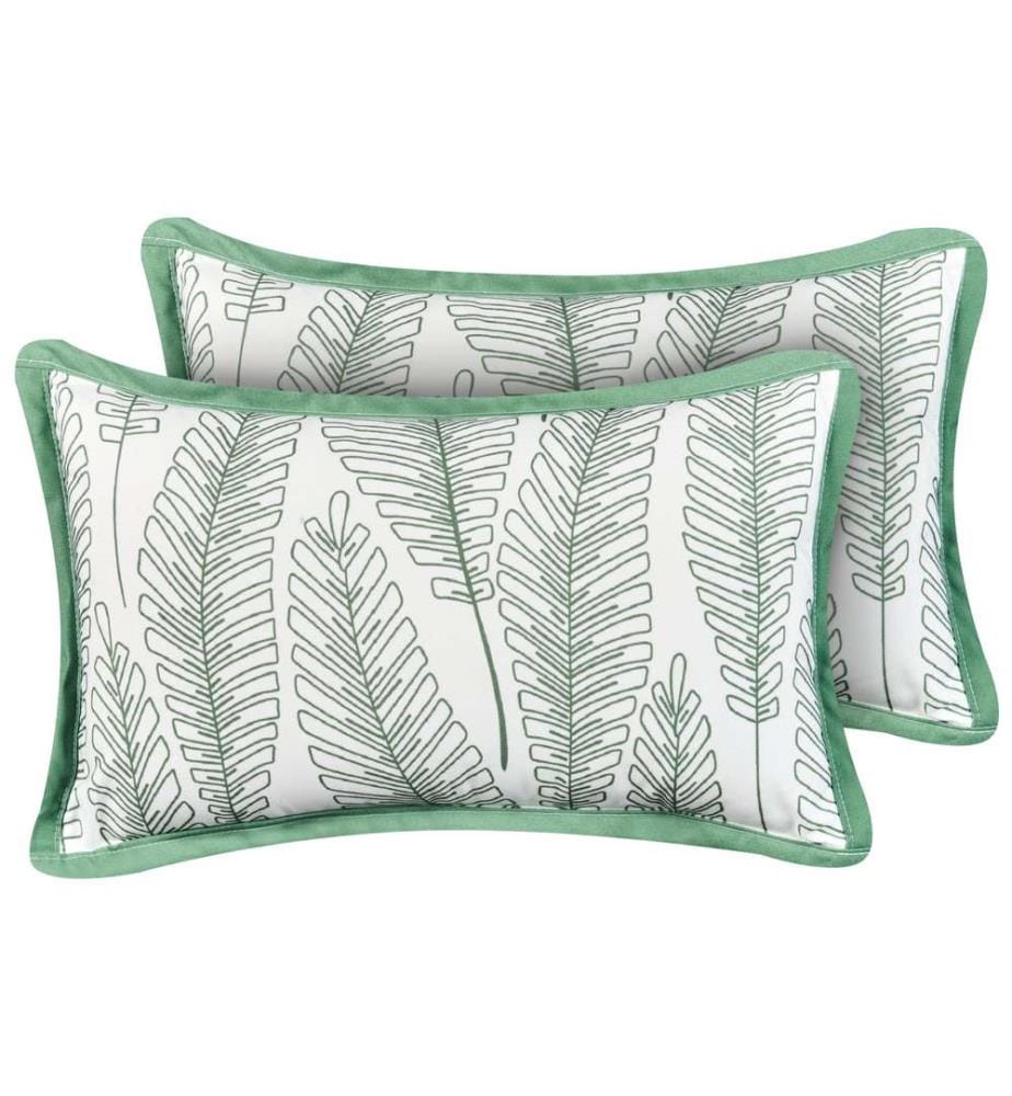 Lot de 2 coussins d'extérieur MEADOW Motif de plante 30 x 50 cm Vert